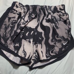 Nike Dri fit black Grey swirl print athletic running shorts sz M Draw String